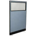 48-1/4&quot;W x 76&quot;H Office Partition Panel with Partial Window & Pass-Thru Cable, Blue