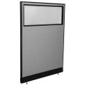 48-1/4&quot;W x 64&quot;H Office Partition Panel with Partial Window & Raceway, Gray