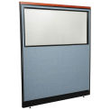 60-1/4"W x 65-1/2"H Deluxe Office Partition Panel with Partial Window & Raceway, Blue
