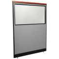 60-1/4"W x 77-1/2"H Deluxe Office Partition Panel with Partial Window & Raceway, Gray