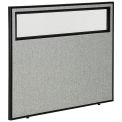 48-1/4&quot;W x 42&quot;H Office Partition Panel with Partial Window, Gray