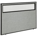60-1/4&quot;W x 42&quot;H Office Partition Panel with Partial Window, Gray