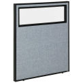 36-1/4"W x 42"H Office Partition Panel with Partial Window, Blue