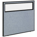 48-1/4"W x 42"H Office Partition Panel with Partial Window, Blue