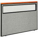 60-1/4"W x 43-1/2"H Deluxe Office Partition Panel with Partial Window, Gray