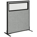 36-1/4"W x 42"H Freestanding Office Partition Panel with Partial Window, Gray