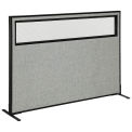 60-1/4&quot;W x 42&quot;H Freestanding Office Partition Panel with Partial Window, Gray