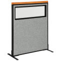 36-1/4"W x 43-1/2"H Deluxe Freestanding Office Partition Panel with Partial Window, Gray