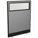 36-1/4&quot;W x 46&quot;H Office Partition Panel with Partial Window & Raceway, Gray