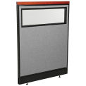 36-1/4&quot;W x 47-1/2&quot;H Deluxe Office Partition Panel with Partial Window & Raceway, Gray