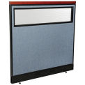 48-1/4&quot;W x 47-1/2&quot;H Deluxe Office Partition Panel with Partial Window & Raceway, Blue