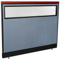 60-1/4"W x 47-1/2"H Deluxe Office Partition Panel with Partial Window & Raceway, Blue