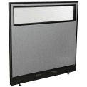 48-1/4&quot;W x 46&quot;H Electric Office Partition Panel with Partial Window, Gray