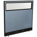 48-1/4"W x 46"H Electric Office Partition Panel with Partial Window, Blue