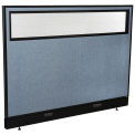 60-1/4"W x 46"H Electric Office Partition Panel with Partial Window, Blue