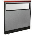 48-1/4&quot;W x 47-1/2&quot;H Deluxe Electric Office Partition Panel with Partial Window, Gray