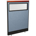 36-1/4"W x 47-1/2"H Deluxe Electric Office Partition Panel with Partial Window, Blue