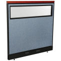 48-1/4"W x 47-1/2"H Deluxe Electric Office Partition Panel with Partial Window, Blue