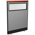 36-1/4&quot;W x 47-1/2&quot;H Deluxe Office Partition Panel with Partial Window & Pass-Thru Cable, Gray