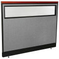 60-1/4&quot;W x 47-1/2&quot;H Deluxe Office Partition Panel with Partial Window & Pass-Thru Cable, Gray