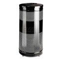Rubbermaid RCPS3ETBK Classics Perforated Open Top Receptacle,Round,Steel,25 gal,Black