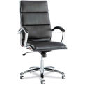Alera Neratoli High-Back Swivel/Tilt Chair, Black Soft-Touch Leather, Chrome Frame