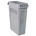 Rubbermaid RCP354060GY Slim Jim Receptacle W/Venting Channels,Rectangular,Plastic,23 gal,Gray