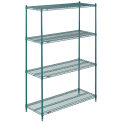 Nexel Wire Shelving, Green Epoxy, 72&quot;W X 18&quot;D X 74&quot;H