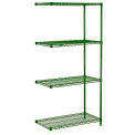 Nexel Wire Shelving Add-On, Green Epoxy, 24&quot;W X 24&quot;D X 63&quot;H