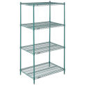 Nexel Wire Shelving, Green Epoxy, 42&quot;W X 24&quot;D X 74&quot;H