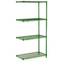 Nexel Wire Shelving Add-On, Green Epoxy, 42&quot;W X 24&quot;D X 86&quot;H