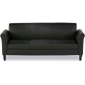 Reception Sofa, Leather, 77&quot;W x 31-1/2&quot;D x 32&quot;H, Black