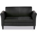 Reception Loveseat, Leather, 55-1/2&quot;W x 31-1/2&quot;D x 32&quot;H, Black