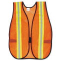 Orange Safety Vest, 2&quot; Reflective Strips, Polyester, Side Straps, One Size