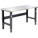 Adjustable Height Workbench C-Channel Leg, 60&quot;W x 30&quot;D, 1-1/2&quot; Stainless Steel Square Edge, Black