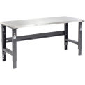72&quot;W X 30&quot;D Stainless Steel Square Edge Workbench - 1-1/2&quot; Top - Adjustable Height - Black