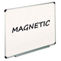 Magnetic Dry Erase Board, Aluminum/Plastic Frame, 24"W x 18"H, White Lacquered Steel