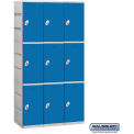 Salsbury 93000 Series Plastic Locker, Triple Tier, 3 Wide, 12-3/4&quot;W x 18&quot;D x 24-5/16&quot;H, Blue