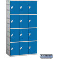 Salsbury 94000 Series Plastic Locker, Four Tier, 3 Wide, 12-3/4&quot;W x 18&quot;D x 18-1/4&quot;H, Blue