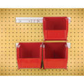 Hang & Stack Bins w/Two 12&quot; Rails, Four Bins 5-1/2&quot;W x 10-7/8&quot;D x 5&quot;H, Red