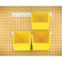 Hang & Stack Bins w/Two 12&quot; Rails, Four Bins 5-1/2&quot;W x 10-7/8&quot;D x 5&quot;H, Yellow