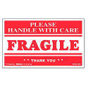Universal &quot;Fragile Handle With Care&quot; Self-Adhesive Shipping Labels, 3 x 5, 500/Roll