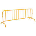 Crowd Control Barrier, Yellow Powder Coated Steel, 102&quot;L x 40&quot;H