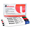Universal Dry Erase Markers, Chisel Tip, Assorted, 4/Set