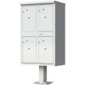 Valiant Outdoor Parcel Locker, Post Mount, 4 Lockers, Postal Grey