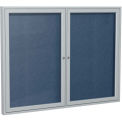 Ghent&#174; 2 Door Enclosed Vinyl Bulletin Board, Navy w/Silver Frame, 60&quot;W x 48&quot;H