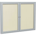 Ghent&#174; 2 Door Enclosed Vinyl Bulletin Board, Ivory w/Silver Frame, 60&quot;W x 36&quot;H