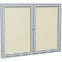 Ghent&#174; 2 Door Enclosed Vinyl Bulletin Board, Ivory w/Silver Frame, 60&quot;W x 48&quot;H