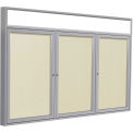 Ghent&#174; 3 Door Enclosed Vinyl Bulletin Board w/Header, Ivory w/Silver Frame, 72&quot;W x 48&quot;H