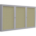 Ghent&#174; 3 Door Enclosed Fabric Bulletin Board, Beige Fabric/Silver Frame, 72&quot;W x 36&quot;H